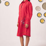 Floral Edge Scarlet Shirt Dress - Western Era Dresses for women