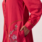 Floral Edge Scarlet Shirt Dress - Western Era Dresses for women