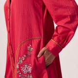 Floral Edge Scarlet Shirt Dress - Western Era Dresses for women