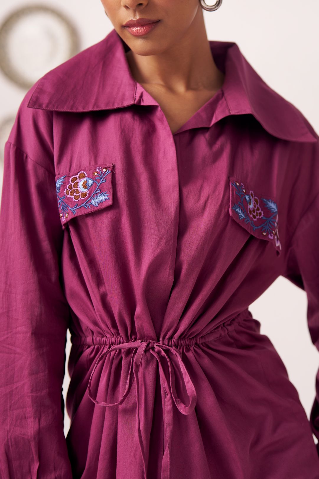 Floral Embroidered Flap Pocket Shirt - Western Era Tops for women