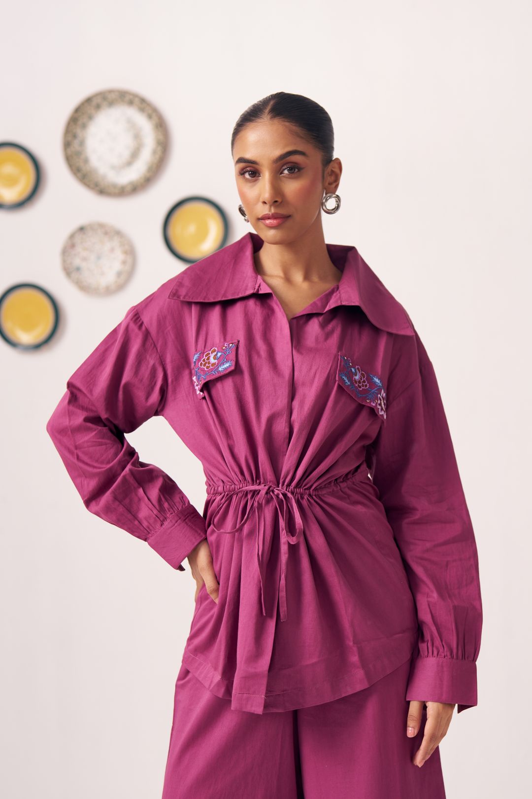 Floral Embroidered Flap Pocket Shirt - Western Era Tops for women