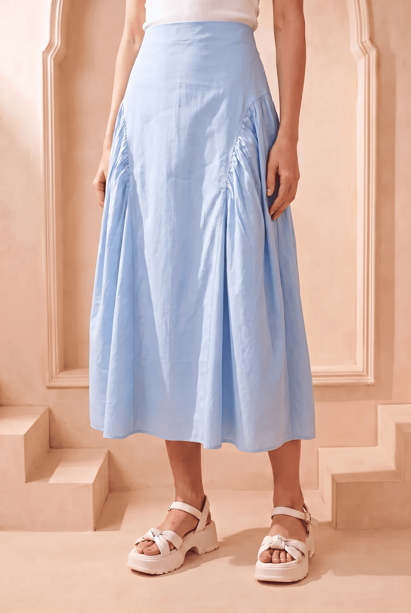 Fluid Drape with Subtle Gathered Horizon Skirt - Western Era Bottoms for women
