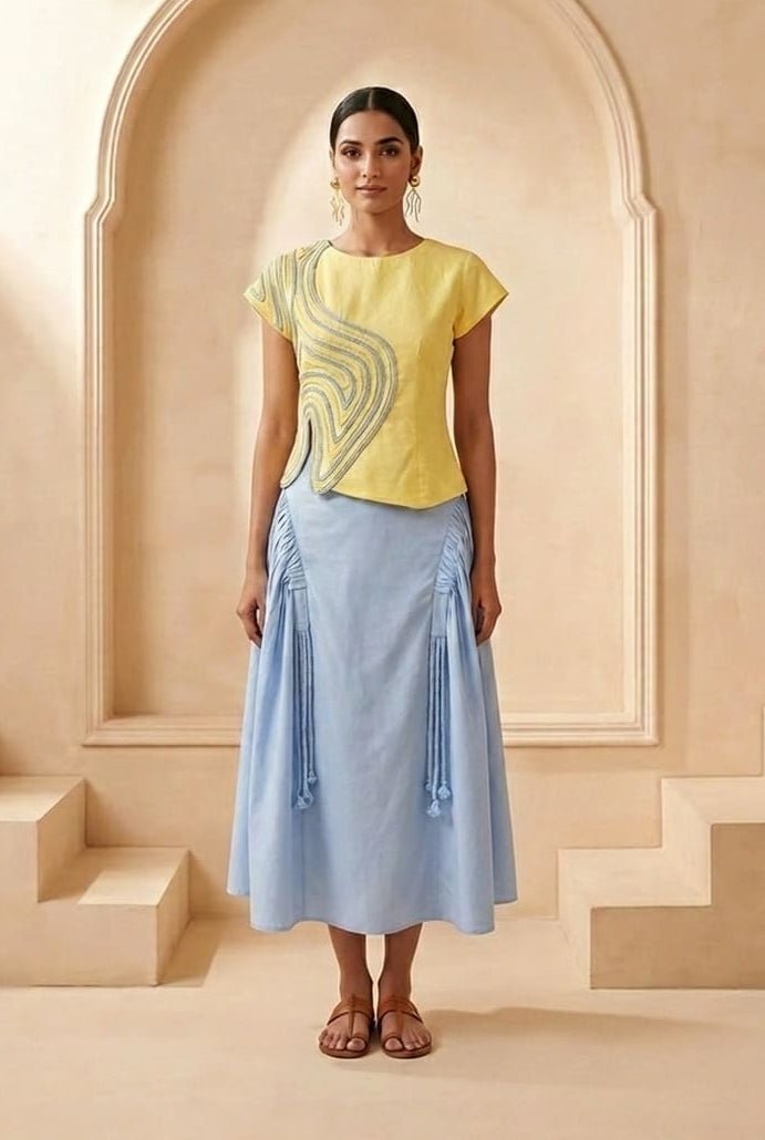 Fluid Drape with Subtle Gathered Horizon Skirt - Western Era Bottoms for women
