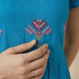 Folkline Tiered Dress with Pleated Yoke And Kasuti Embroidery - Western Era Dresses for women