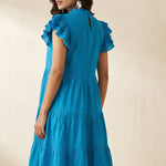 Folkline Tiered Dress with Pleated Yoke And Kasuti Embroidery - Western Era Dresses for women