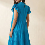 Folkline Tiered Dress with Pleated Yoke And Kasuti Embroidery - Western Era Dresses for women
