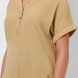 Formal Wear Mustard Moss Crepe Top - Western Era Tops for women