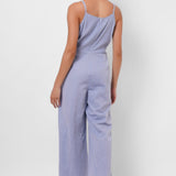 Front Strap Knot Sleeveless Blue Jumpsuit - Western Era Jumpsuits for women