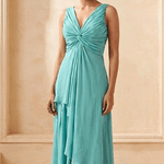 Front Twist V-Neck Sculpted Drape Layered Top - Western Era Tops for women