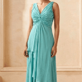 Front Twist V-Neck Sculpted Drape Layered Top - Western Era Tops for women