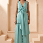 Front Twist V-Neck Sculpted Drape Layered Top - Western Era Tops for women