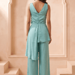 Front Twist V-Neck Sculpted Drape Layered Top - Western Era Tops for women