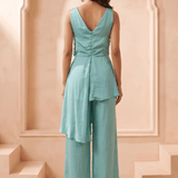 Front Twist V-Neck Sculpted Drape Layered Top - Western Era Tops for women