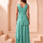 Front Twist V-Neck Sculpted Drape Top & Bottom Set - Western Era Co-ord set for women