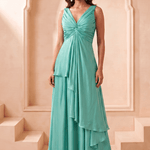 Front Twist V-Neck Sculpted Drape Top & Bottom Set - Western Era Co-ord set for women