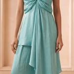 Front Twist V-Neck Sculpted Drape Top & Bottom Set - Western Era Co-ord set for women