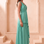 Front Twist V-Neck Sculpted Drape Top & Bottom Set - Western Era Co-ord set for women