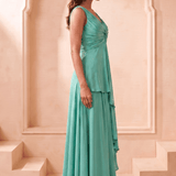 Front Twist V-Neck Sculpted Drape Top & Bottom Set - Western Era Co-ord set for women