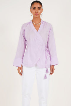 Front Wrap Pleated Top