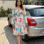 Gathered Neckline And Voluminous Multi - Layer Flare Dress - Western Era Dresses for women