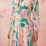 Gathered Neckline And Voluminous Multi - Layer Flare Dress - Western Era Dresses for women