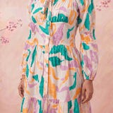 Gathered Neckline And Voluminous Multi - Layer Flare Dress - Western Era Dresses for women