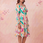 Gathered Neckline And Voluminous Multi - Layer Flare Dress - Western Era Dresses for women