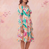 Gathered Neckline And Voluminous Multi - Layer Flare Dress - Western Era Dresses for women