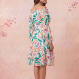 Gathered Neckline And Voluminous Multi - Layer Flare Dress - Western Era Dresses for women