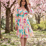 Gathered Neckline And Voluminous Multi - Layer Flare Dress - Western Era Dresses for women