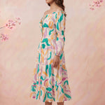 Gathered Neckline And Voluminous Multi - Layer Flare Dress - Western Era Dresses for women