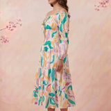 Gathered Neckline And Voluminous Multi - Layer Flare Dress - Western Era Dresses for women