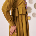 Gold Overlap Chintz Embroidery Shirt Dress - Western Era Dresses for women