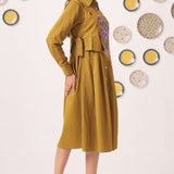 Gold Overlap Chintz Embroidery Shirt Dress - Western Era Dresses for women