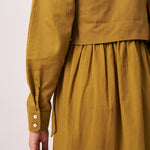 Gold Overlap Chintz Embroidery Shirt Dress - Western Era Dresses for women