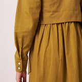 Gold Overlap Chintz Embroidery Shirt Dress - Western Era Dresses for women