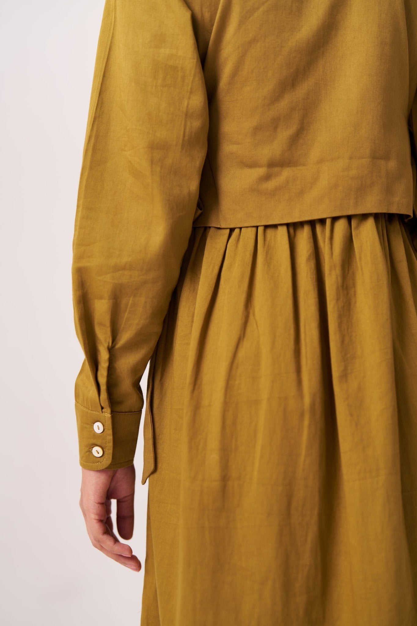 Gold Overlap Chintz Embroidery Shirt Dress - Western Era Dresses for women