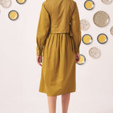 Gold Overlap Chintz Embroidery Shirt Dress - Western Era Dresses for women
