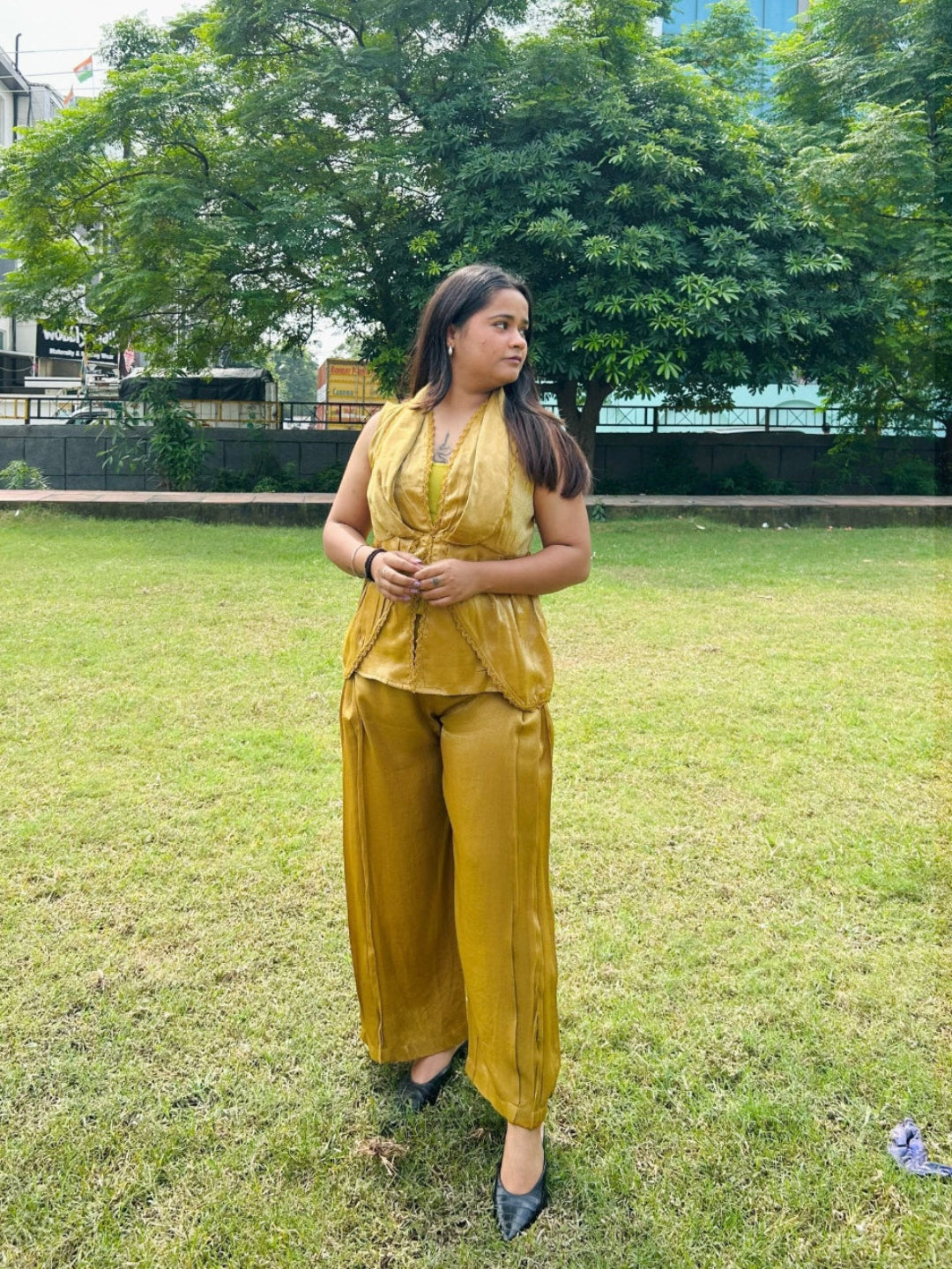 Gold Shimmer Lacy Festive Top - Western Era Tops for women