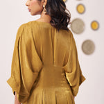 Gold Shimmer Pleated Festive Dress - Western Era Dresses for women