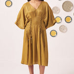 Gold Shimmer Pleated Festive Dress - Western Era Dresses for women