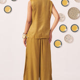 Gold Shimmering Lace Top and Pant Festive Set - Western Era Co - ord set for women