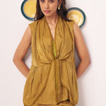 Gold Shimmering Lace Top and Pant Festive Set - Western Era Co - ord set for women
