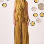 Gold Shimmering Lace Top and Pant Festive Set - Western Era Co - ord set for women