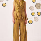 Gold Shimmering Lace Top and Pant Festive Set - Western Era Co - ord set for women