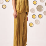 Gold Shimmering Lace Top and Pant Festive Set - Western Era Co - ord set for women