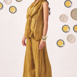 Gold Shimmering Lace Top and Pant Festive Set - Western Era Co - ord set for women