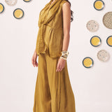 Gold Shimmering Lace Top and Pant Festive Set - Western Era Co - ord set for women