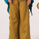 Gold with Navy Side Ruching Trouser - Western Era trousers for women