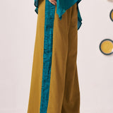 Gold with Navy Side Ruching Trouser - Western Era trousers for women